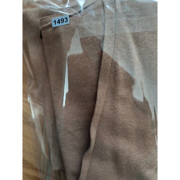 Talbots Longline Knit Cardigan Wmn's Size MP Tan Long Sleeve Pockets Open Front - Picture 13 of 13